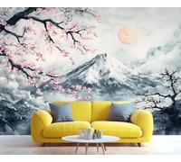 Tzxztt Creative Mountain Peak Sunrise Pink Flowers Moderna Carta Da Parati 3D Seta Pregiata Testurizzata Ideale Per La Camera Letto Del Soggiorno-200cm×140cm