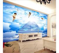 Tzxztt Creatività Cielo Uccelli Angeli Scale Moderna Carta Da Parati 3D Seta Pregiata Testurizzata Ideale Per La Camera Letto Del Soggiorno-250cm×170cm