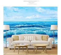 Tzxztt Creativo Disegnato A Mano Cielo Blu Nuvole Bianche Mare Moderna Carta Da Parati 3D Seta Pregiata Testurizzata Ideale Per La Camera Letto Del Soggiorno-350cm×256cm