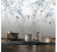 Tzxztt Creativo Minimalista Bambù Uccelli In Volo Effetto Marmo Moderna Carta Da Parati 3D Seta Pregiata Testurizzata Ideale Per La Camera Letto Del Soggiorno-430cm×300cm