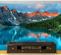 Tzxztt Creativo Montagna Rossa Foresta Lago Moderna Carta Da Parati 3D Seta Pregiata Testurizzata Ideale Per La Camera Letto Del Soggiorno-200cm×140cm