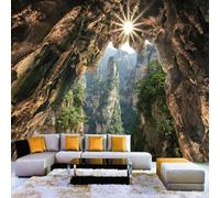 Tzxztt Creativo Tridimensionale Montagna Caverna Luce Del Sole Moderna Carta Da Parati 3D Seta Pregiata Testurizzata Ideale Per La Camera Letto Del Soggiorno-300cm×210cm
