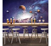 Tzxztt Creativo Tridimensionale Pianeta Universo Cielo Stellato Moderna Carta Da Parati 3D Seta Pregiata Testurizzata Ideale Per La Camera Letto Del Soggiorno-400cm×280cm