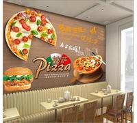 Tzxztt Delizie Culinarie Pizza Hamburger Marrone Texture Tavola Di Legno Moderna Carta Da Parati 3D Seta Pregiata Testurizzata Ideale Per La Camera Letto Del Soggiorno-350cm×256cm