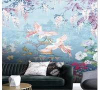 Tzxztt Dipinto A Mano Elegante Floreale Architettura Uccelli In Volo Moderna Carta Da Parati 3D Seta Pregiata Testurizzata Ideale Per La Camera Letto Del Soggiorno-400cm×280cm