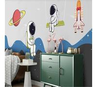 Tzxztt Disegnato A Mano Cosmo Spazio Astronauta Pianeta Razzo Moderna Carta Da Parati 3D Seta Pregiata Testurizzata Ideale Per La Camera Letto Del Soggiorno-200cm×140cm