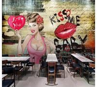 Tzxztt Disegno A Mano Libera Graffiti Bella Donna Moda Decorazione Moderna Carta Da Parati 3D Seta Pregiata Testurizzata Ideale Per La Camera Letto Del Soggiorno-250cm×170cm