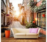 Tzxztt Eleganza Lusso Architettura Città Strade Decorazioni Moderna Carta Da Parati 3D Seta Pregiata Testurizzata Ideale Per La Camera Letto Del Soggiorno-400cm×280cm