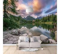 Tzxztt Estetica Cielo Montagne Boschi Laghi Moderna Carta Da Parati 3d Seta Pregiata Testurizzata Ideale Per La Camera Letto Del Soggiorno-300cm×210cm