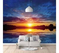 Tzxztt Estetica Tridimensionale Tramonto Mare Riflessi Moderna Carta Da Parati 3D Seta Pregiata Testurizzata Ideale Per La Camera Letto Del Soggiorno-250cm×170cm