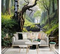 Tzxztt Foresta Muschio Rocce Alberi Secolari Valle Verde Moderna Carta Da Parati 3D Seta Pregiata Testurizzata Ideale Per La Camera Letto Del Soggiorno-300cm×210cm