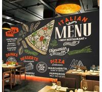 Tzxztt Lavagna Disegnata A Mano Pizza Vegetables Restaurant Moderna Carta Da Parati 3D Seta Pregiata Testurizzata Ideale Per La Camera Letto Del Soggiorno-250cm×170cm
