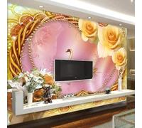 Tzxztt Lussuoso Caldo Bello Rosa Giglio Cigno Moderna Carta Da Parati 3D Seta Pregiata Testurizzata Ideale Per La Camera Letto Del Soggiorno-300cm×210cm