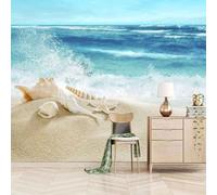 Tzxztt Mare Cielo Onde Spiaggia Stella Marina Moderna Carta Da Parati 3d Seta Pregiata Testurizzata Ideale Per La Camera Letto Del Soggiorno-150cm×105cm