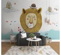 Tzxztt Minimalista Cartoon Leone Pesciolini Castello Moderna Carta Da Parati 3D Seta Pregiata Testurizzata Ideale Per La Camera Letto Del Soggiorno-350cm×256cm