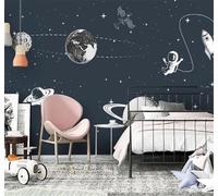 Tzxztt Minimalista Disegnato A Mano Spazio Pianeta Astronauta Moderna Carta Da Parati 3D Seta Pregiata Testurizzata Ideale Per La Camera Letto Del Soggiorno-250cm×170cm