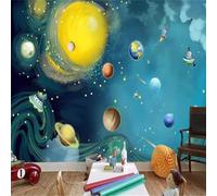 Tzxztt Minimalista Onirico Etereo Cielo Stellato Cartoni Animati Pianeta Universo Moderna Carta Da Parati 3D Seta Pregiata Testurizzata Ideale Per La Camera Letto Del Soggiorno-200cm×140cm