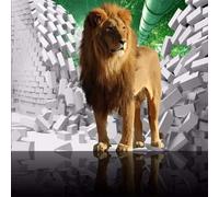 Tzxztt Muro Di Mattoni Con Boschetto Di Bambù Verde E Leone Moderna Carta Da Parati 3D Seta Pregiata Testurizzata Ideale Per La Camera Letto Del Soggiorno-250cm×170cm