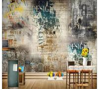 Tzxztt Nostalgia Retrò Graffiti Creatività Arte Moderna Carta Da Parati 3D Seta Pregiata Testurizzata Ideale Per La Camera Letto Del Soggiorno-350cm×256cm