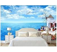 Tzxztt Nuvole Bianche Cielo Azzurro Uccelli In Volo Mare Edifici Moderna Carta Da Parati 3D Seta Pregiata Testurizzata Ideale Per La Camera Letto Del Soggiorno-430cm×300cm