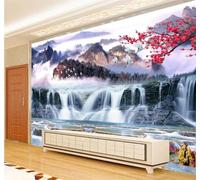 Tzxztt Nuvole Bianche Montagne Paradiso Terrestre Cascate Ricchezza Feng Shui Moderna Carta Da Parati 3D Seta Pregiata Testurizzata Ideale Per La Camera Letto Del Soggiorno-350cm×256cm