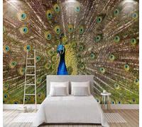 Tzxztt Pavone Coda Spiegata Tridimensionale Originale Artistico Moderna Carta Da Parati 3D Seta Pregiata Testurizzata Ideale Per La Camera Letto Del Soggiorno-300cm×210cm
