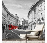 Tzxztt Retrò Bianco E Nero Città Architettura Panorama Urbano Moderna Carta Da Parati 3D Seta Pregiata Testurizzata Ideale Per La Camera Letto Del Soggiorno-200cm×140cm