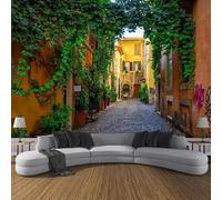 Tzxztt Retrò Città Architettura Foglie Verdi Rampicanti Moderna Carta Da Parati 3D Seta Pregiata Testurizzata Ideale Per La Camera Letto Del Soggiorno-250cm×170cm