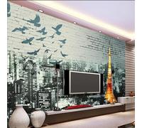 Tzxztt Retrò Muro Di Mattoni Città Architettura Uccelli In Volo Moderna Carta Da Parati 3D Seta Pregiata Testurizzata Ideale Per La Camera Letto Del Soggiorno-430cm×300cm