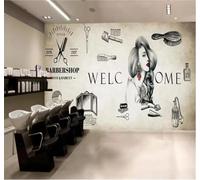 Tzxztt Retro Nostalgia Salone Di Parrucchiere Parrucchiere Moderna Carta Da Parati 3D Seta Pregiata Testurizzata Ideale Per La Camera Letto Del Soggiorno-300cm×210cm