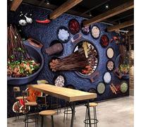 Tzxztt Retrò Nostalgico Sala Da Pranzo Cucina Pentola Gourmet Moderna Carta Da Parati 3D Seta Pregiata Testurizzata Ideale Per La Camera Letto Del Soggiorno-200cm×140cm