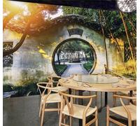 Tzxztt Retrò Tridimensionale Architettura Bambù Luce Del Sole Moderna Carta Da Parati 3D Seta Pregiata Testurizzata Ideale Per La Camera Letto Del Soggiorno-350cm×256cm