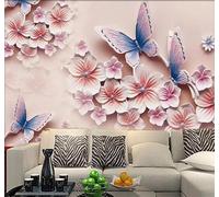 Tzxztt Rilievo Arte Romantico Farfalla Orchidea Bello Moderna Carta Da Parati 3D Seta Pregiata Testurizzata Ideale Per La Camera Letto Del Soggiorno-250cm×170cm