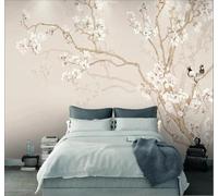 Tzxztt Semplice Accogliente Sobrio Disegnato A Mano Fiori E Uccelli Moderna Carta Da Parati 3D Seta Pregiata Testurizzata Ideale Per La Camera Letto Del Soggiorno-250cm×170cm