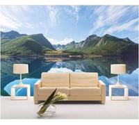 Tzxztt Semplice Cielo Montagne Laghi Riflessi Moderna Carta Da Parati 3D Seta Pregiata Testurizzata Ideale Per La Camera Letto Del Soggiorno-300cm×210cm
