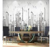 Tzxztt Semplice Disegnato A Mano Città Architettura Uccelli In Volo Moderna Carta Da Parati 3D Seta Pregiata Testurizzata Ideale Per La Camera Letto Del Soggiorno-400cm×280cm