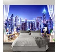 Tzxztt Semplice Tridimensionale Balcone Città Architettura Moderna Carta Da Parati 3D Seta Pregiata Testurizzata Ideale Per La Camera Letto Del Soggiorno-200cm×140cm
