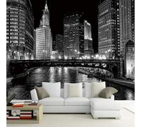 Tzxztt Semplice Tridimensionale Bianco E Nero Città Architettura Moderna Carta Da Parati 3D Seta Pregiata Testurizzata Ideale Per La Camera Letto Del Soggiorno-250cm×170cm