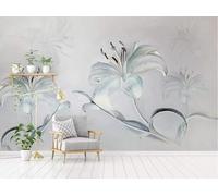 Tzxztt Semplice Tridimensionale Dipinto A Mano Blu Giglio Moderna Carta Da Parati 3D Seta Pregiata Testurizzata Ideale Per La Camera Letto Del Soggiorno-150cm×105cm