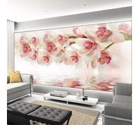 Tzxztt Semplice Tridimensionale Rosa Fiori Riflessi Moderna Carta Da Parati 3D Seta Pregiata Testurizzata Ideale Per La Camera Letto Del Soggiorno-250cm×170cm