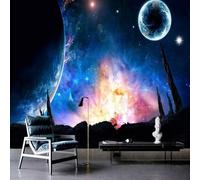 Tzxztt Spazio Creativo Universo Cielo Stellato Pianeta Moderna Carta Da Parati 3D Seta Pregiata Testurizzata Ideale Per La Camera Letto Del Soggiorno-150cm×105cm