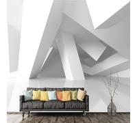 Tzxztt Tridimensionale Bianco Geometrico Architettura Arte Moderna Carta Da Parati 3D Seta Pregiata Testurizzata Ideale Per La Camera Letto Del Soggiorno-350cm×256cm