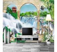 Tzxztt Tridimensionale Cascata Architettura Bosco Fiori Moderna Carta Da Parati 3D Seta Pregiata Testurizzata Ideale Per La Camera Letto Del Soggiorno-250cm×170cm