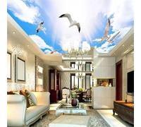 Tzxztt Tridimensionale Cielo Blu Nuvole Bianche Sole Uccelli In Volo Moderna Carta Da Parati 3D Seta Pregiata Testurizzata Ideale Per La Camera Letto Del Soggiorno-300cm×210cm