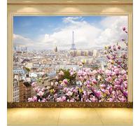 Tzxztt Tridimensionale Cielo Città Architettura Fiori Moderna Carta Da Parati 3D Seta Pregiata Testurizzata Ideale Per La Camera Letto Del Soggiorno-350cm×256cm