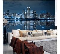 Tzxztt Tridimensionale Città Architettura Notte Riflessi Moderna Carta Da Parati 3D Seta Pregiata Testurizzata Ideale Per La Camera Letto Del Soggiorno-200cm×140cm