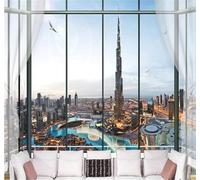 Tzxztt Tridimensionale Fuori Dalla Finestra Torre Eiffel Città Architettura Moderna Carta Da Parati 3D Seta Pregiata Testurizzata Ideale Per La Camera Letto Del Soggiorno-430cm×300cm