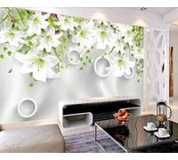 Tzxztt Tridimensionale Geometrico Bianco Cerchio Giglio Moderna Carta Da Parati 3D Seta Pregiata Testurizzata Ideale Per La Camera Letto Del Soggiorno-430cm×300cm