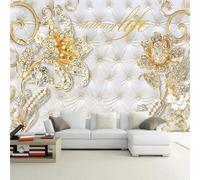 Tzxztt Tridimensionale Lussuoso Oro Hotel Diamanti Fiori Tappezzeria Moderna Carta Da Parati 3D Seta Pregiata Testurizzata Ideale Per La Camera Letto Del Soggiorno-200cm×140cm
