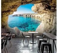 Tzxztt Tridimensionale Minimalista Caverna Blu Oceano Moderna Carta Da Parati 3D Seta Pregiata Testurizzata Ideale Per La Camera Letto Del Soggiorno-400cm×280cm